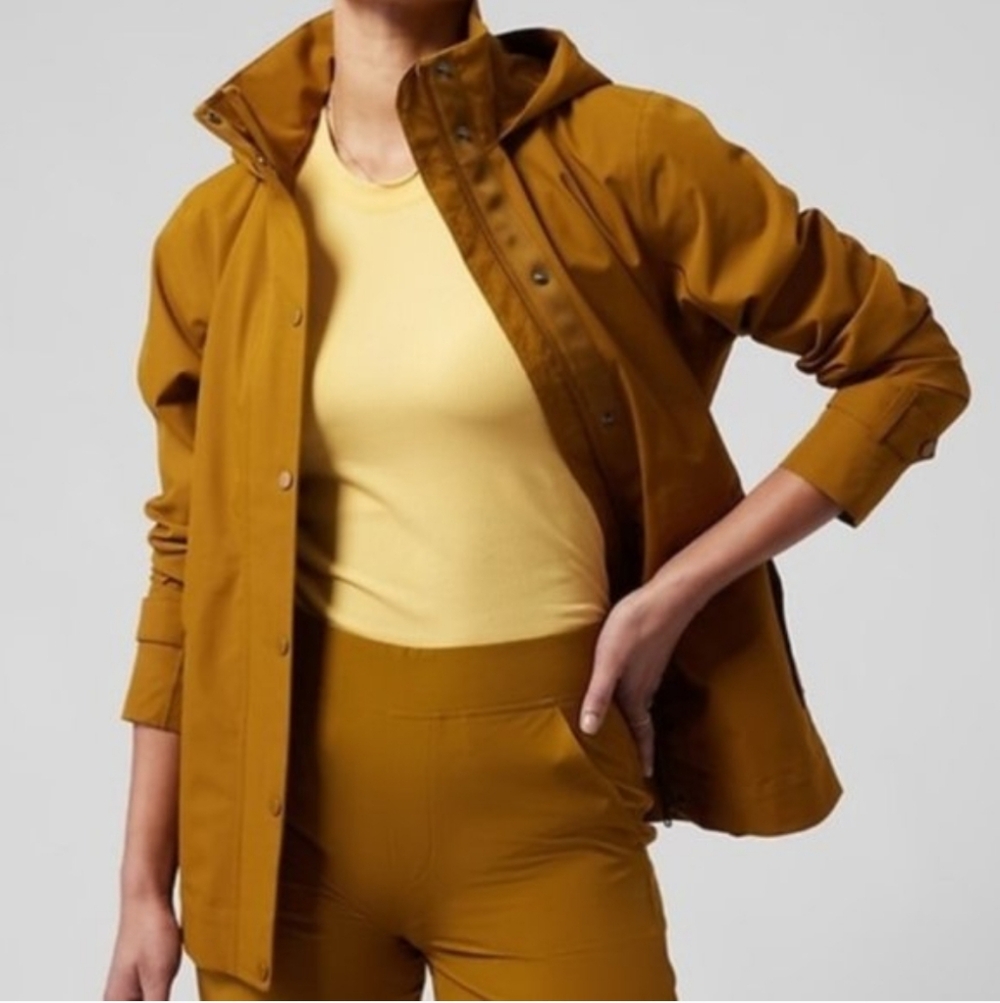 Athleta RainOut Sutro Long Trench Jacket Rain Jacket Mustard Yellow Size 1X - Picture 6 of 16